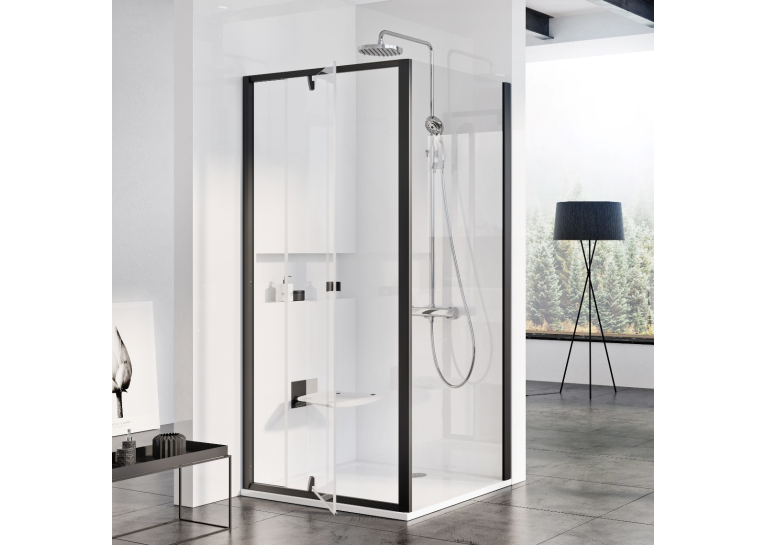  Стінка для душової кабінки Ravak PIVOT PPS - 100, чорний + TRANSPARENT, 90GA0300Z1