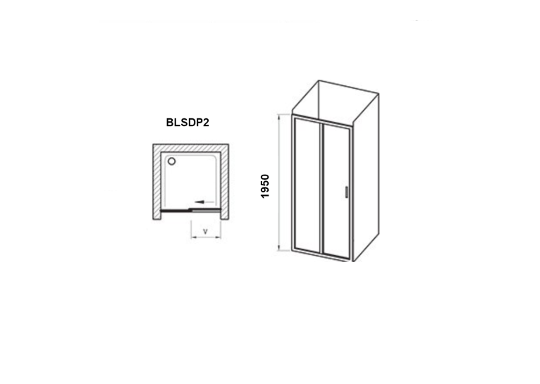  Душові двері Ravak BLIX Slim BLSDP2-120, полірований алюміній + Transparent, X0PMG0C00Z1