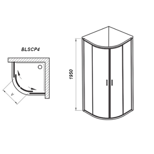 Душовий куточок Ravak BLIX Slim BLSCP4-90, полірів. алюміній + TRANSPARENT, X3BM70C00Z1