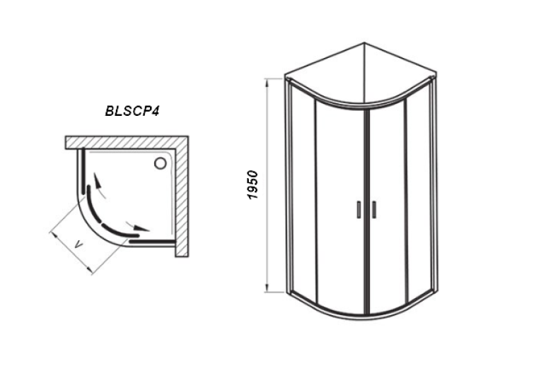 Душевой уголок Ravak BLIX Slim BLSCP4-80, полиров. алюминий + TRANSPARENT, X3BM40C00Z1