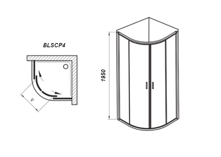  Душовий куточок Ravak BLIX Slim BLSCP4-90, полірів. алюміній + TRANSPARENT, X3BM70C00Z1