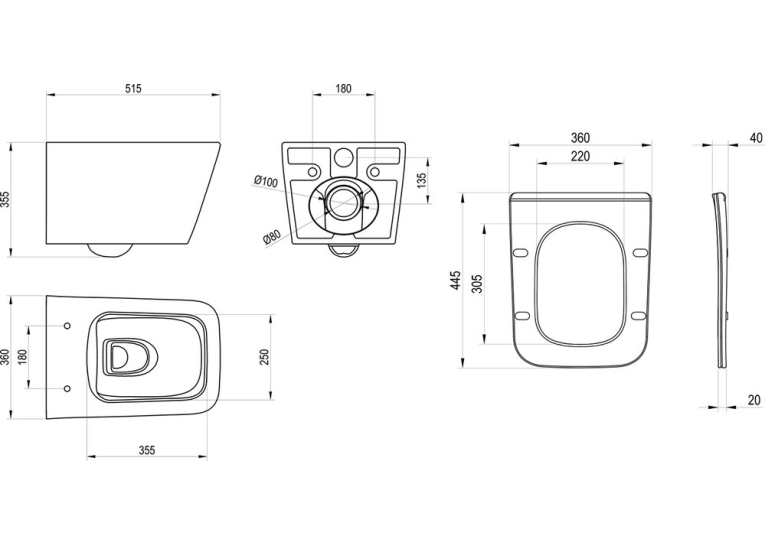  Підвісний унітаз Ravak WC Solar RimOff, білий, X01928
