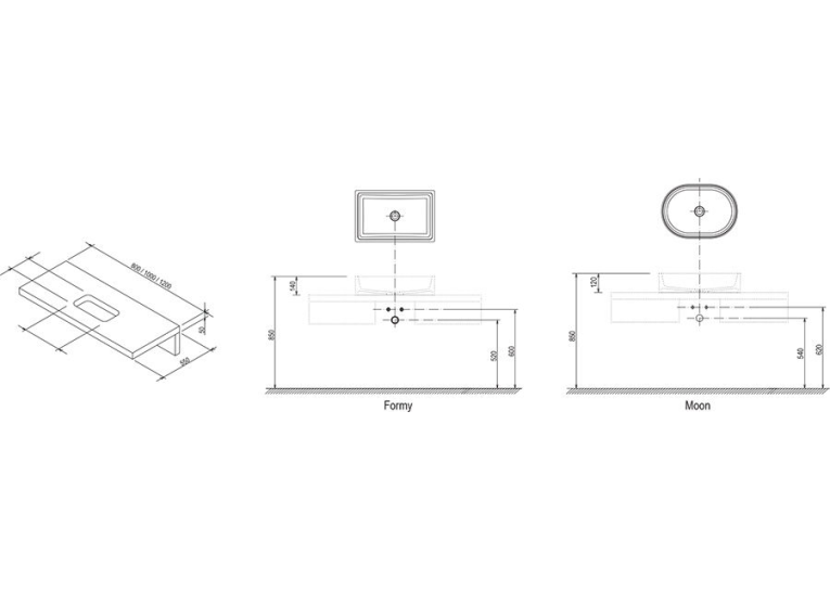 Комплект: Стільниця під умивальник Ravak дуб + Раковина CREAVIT ULTRA 45 + X000000833+UL145-00CB00E-00 (виставковий зразок)