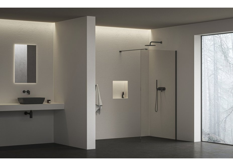 Нерухома стінка Ravak Walk-In Air Wall 90 чорний, безпечне скло, GW9W70300Z1C