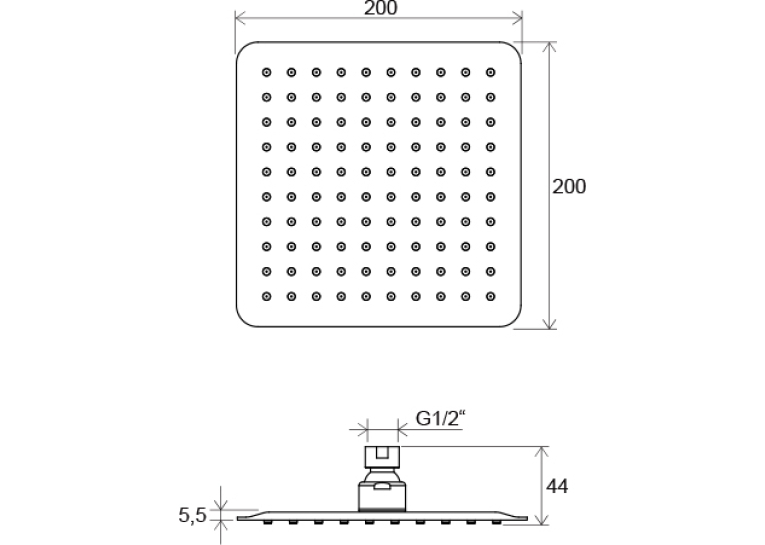  Насадка для душу квадратна 200 мм, X07P334