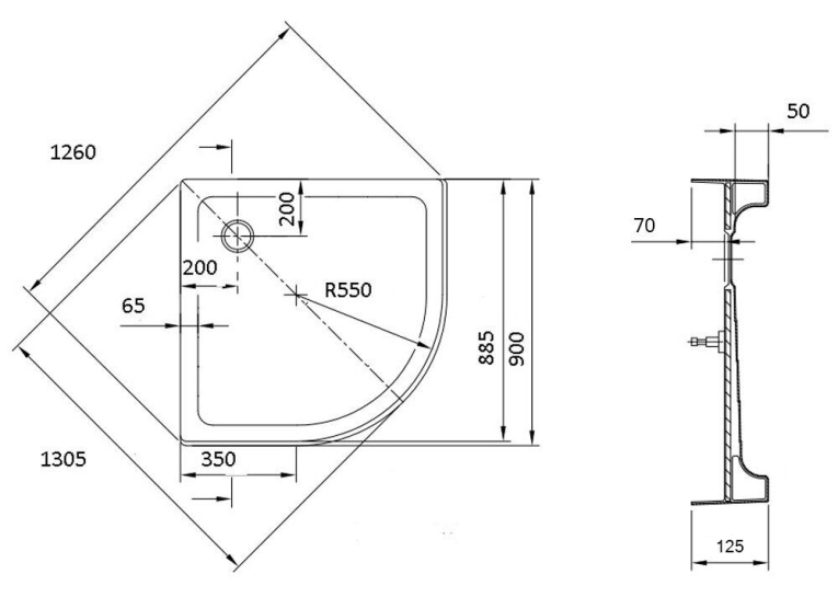  Піддон Ravak Merida 90 ST R-550 XАU0000002