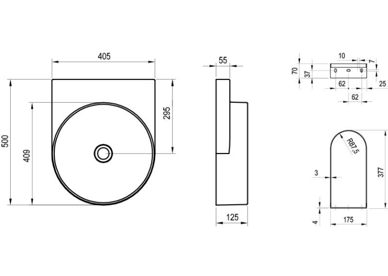  Умивальник Ravak Yard 400 чорний керамічний, XJX0D040000