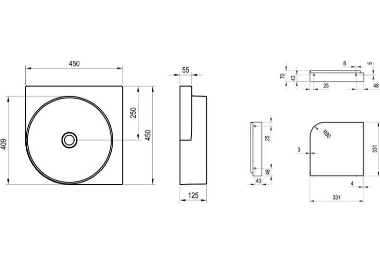  Умивальник Ravak Yard 450 чорний керамічний, XJX0D045000