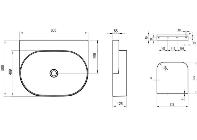  Умивальник Ravak Yard 600 чорний керамічний, XJX0D060000