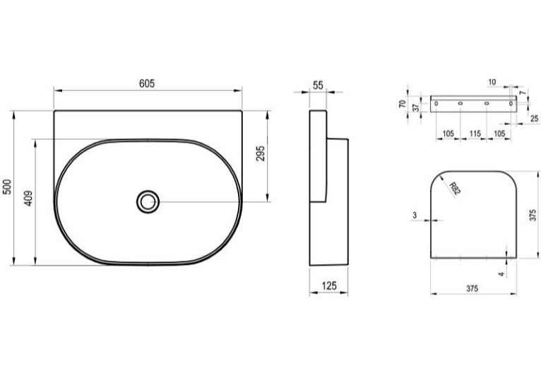  Умивальник Ravak Yard 600 білий керамічний, XJX01060000