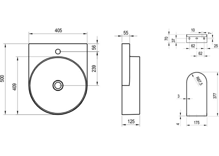  Умивальник Ravak Yard 400 чорний керамічний, XJX0D240002