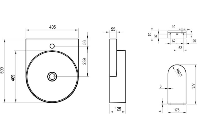  Умивальник Ravak Yard 400 чорний керамічний, XJX0D240002