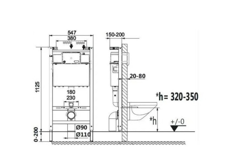 Інсталяція для унітаза Roca Active Frame з кнопкою A89P11001B