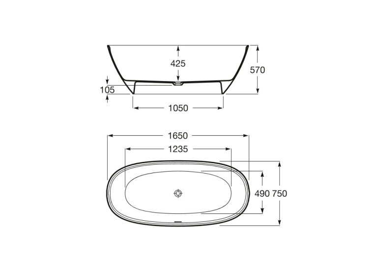 Ванна овальна окремо стояча Roca Ariane 165x75 A248470000