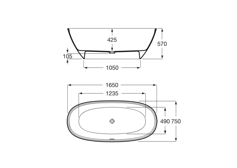 Ванна овальна окремо стояча Roca Ariane 165x75 A248470000U (Виставковий зразок)