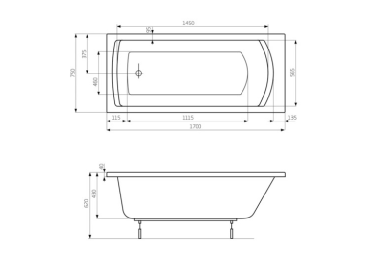 Ванна прямокутна Roca Linea 170х75 A24T042000