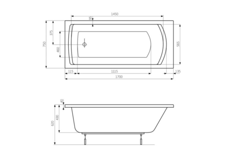 Ванна прямокутна Roca Linea 170х75 A24T042000