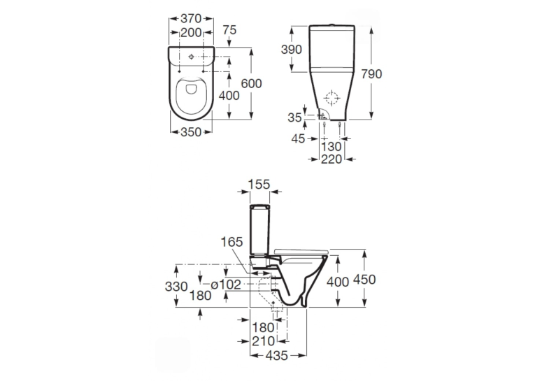 Унитаз-компакт Roca LEGACY Round Rimless с крышкой soft-close A34D0N0000
