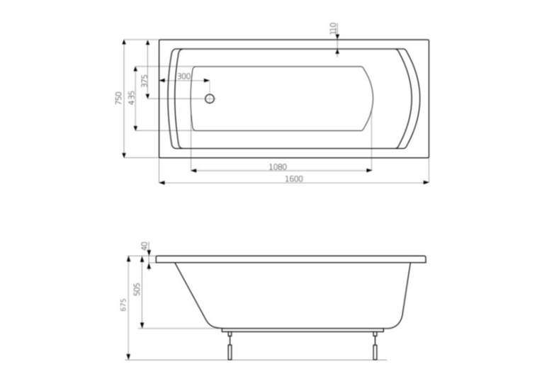 Ванна прямокутна Roca Linea 160x75 A24T026000