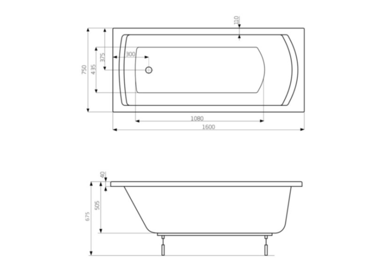 Ванна прямокутна Roca Linea 160x75 A24T026000