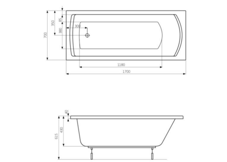 Акрилова Ванна прямокутна Roca Linea 170х70 A24T034000
