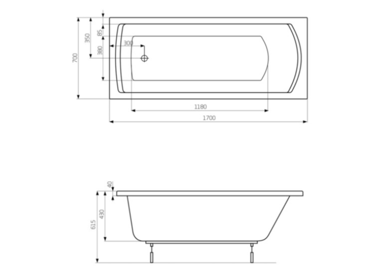 Акриловая Ванна прямоугольная Roca Linea 170х70 A24T034000