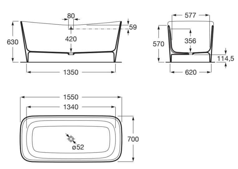 Окремо стояча ванна Roca Maui Square 155x70 A248502000