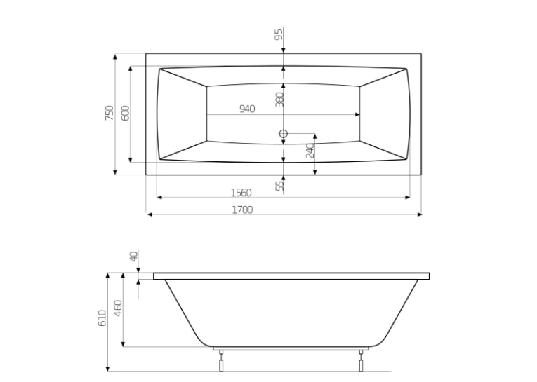 Ванна прямоугольная Roca Vita 170х75 A24T066000