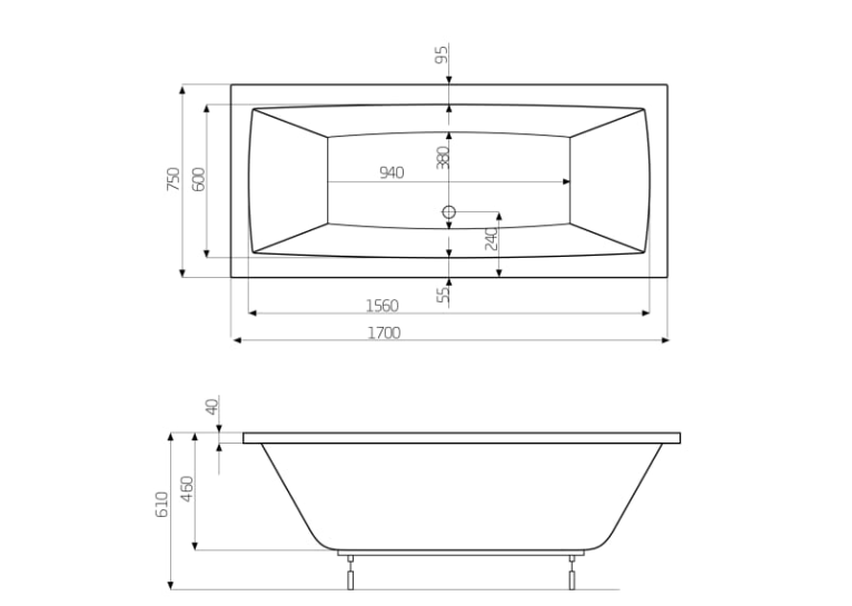 Ванна прямокутна Roca Vita 170х75 A24T066000