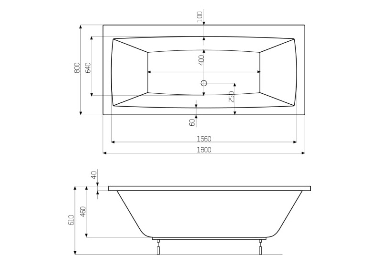 Ванна прямоугольная Roca Vita 180х80 A24T074000