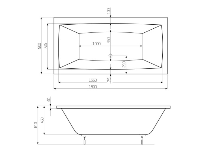 Ванна прямоугольная Roca Vita 180x90 A24T082000