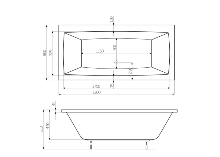 Ванна прямоугольная Roca Vita 190x90 A24T090000