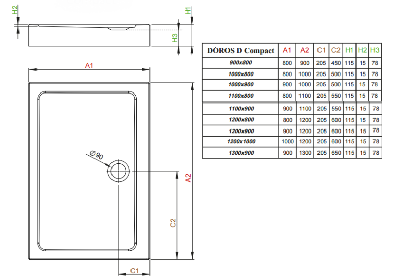 Душовий піддон RADAWAY Doros D Compact, 100x80, SDRD1080-05