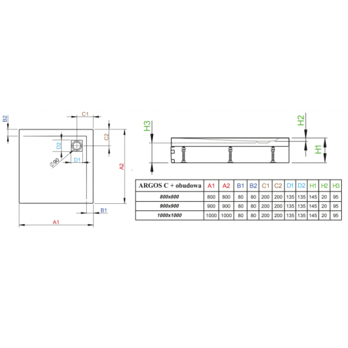 Душевой поддон RADAWAY Argos C, 100x100, 4ACN1010-02