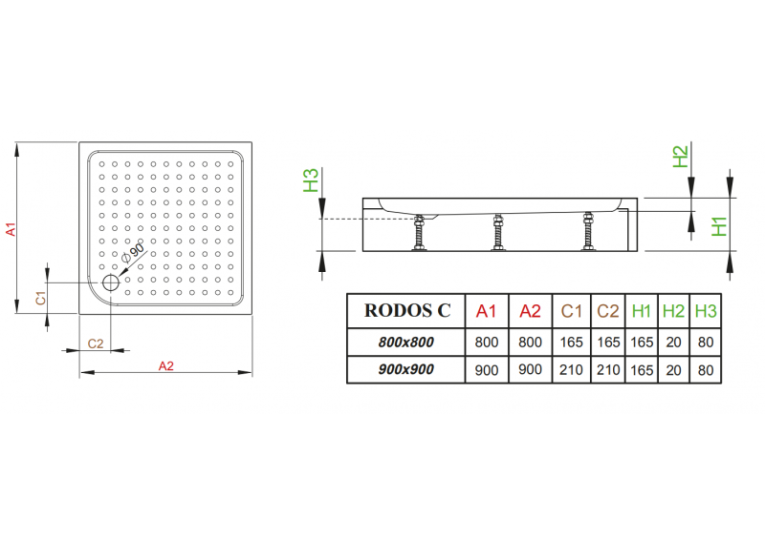 Душовий піддон RADAWAY Rodos C Compact, 90x90, 4K99155-04
