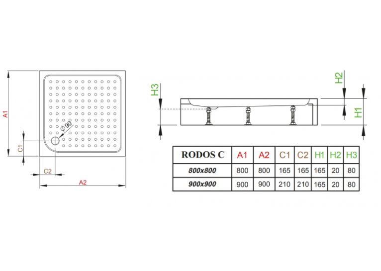 Душевой поддон RADAWAY Rodos C Compact, 80x80, 4K88155-04
