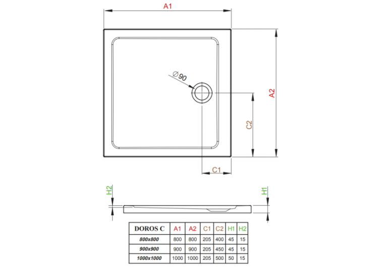 Душовий піддон RADAWAY Doros C, 100x100, SDRC1010-01