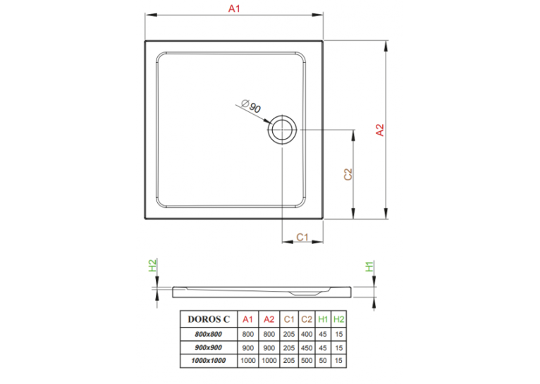 Душовий піддон RADAWAY Doros C, 100x100, SDRC1010-01