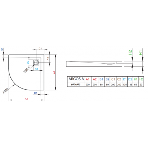 Душевой поддон RADAWAY Argos A, 90x90, 4AA99-01