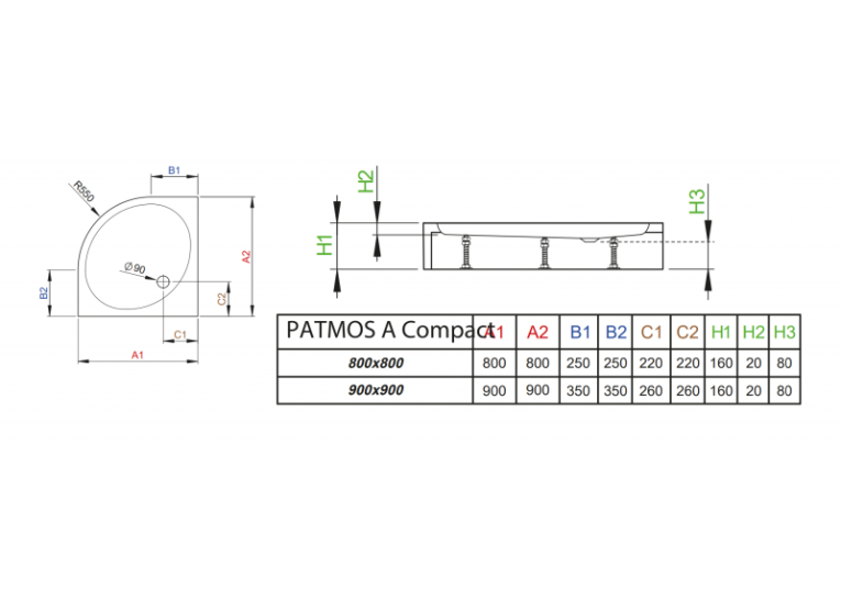 Душовий піддон RADAWAY Patmos A Compact, 80x80, 4S88155-05