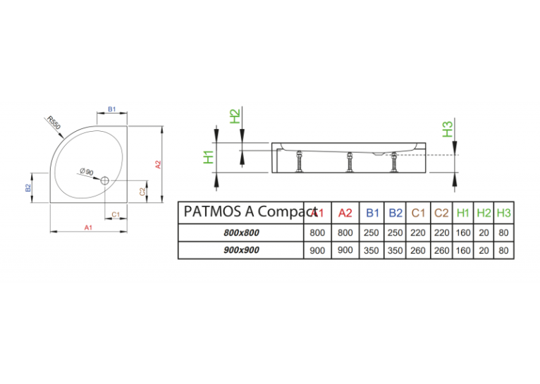 Душовий піддон RADAWAY Patmos A Compact, 80x80, 4S88155-05