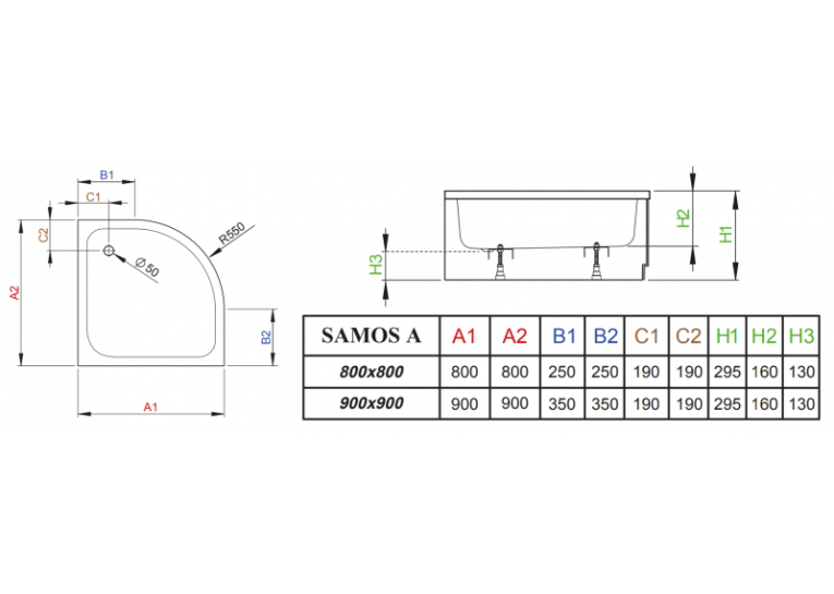Душовий піддон RADAWAY Samos A, 90x90, 4S99300-03