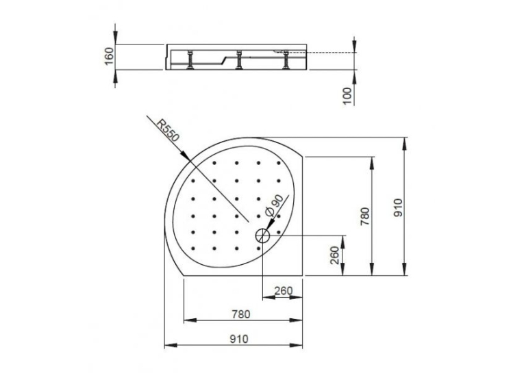 Душовий піддон RADAWAY Rodos B Compact, 90x90, 4D99155-03