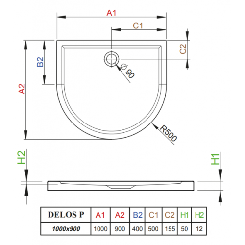 Душевой поддон RADAWAY Delos P, 100x90, 4Z19035-03N