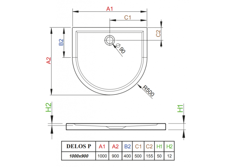 Душовий піддон RADAWAY Delos P, 100x90, 4Z19035-03N
