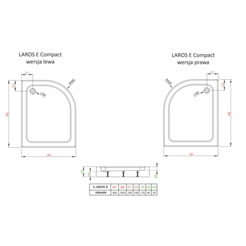 Душевой поддон RADAWAY Laros E, 100x80 правый, SLE81017-01R
