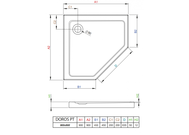 Душовий піддон RADAWAY Doros Plus PT, 80x80, SDRPT8080-01