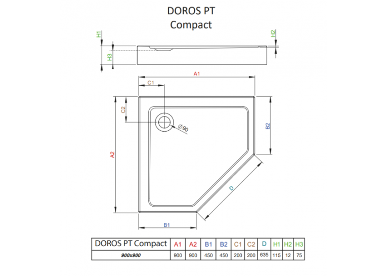 Душовий піддон RADAWAY Doros PT Compact, 80x80, SDRPT8080-05