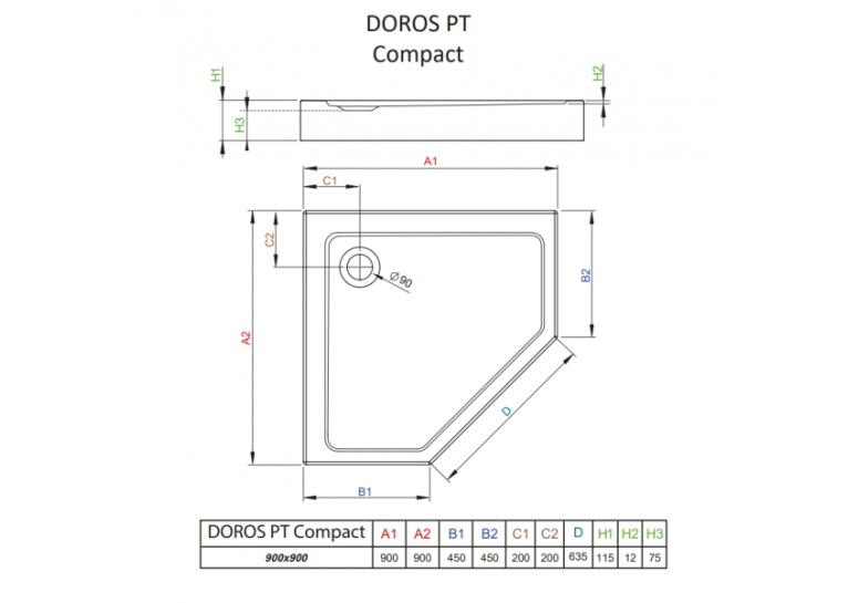 Душовий піддон RADAWAY Doros PT Compact, 80x80, SDRPT8080-05