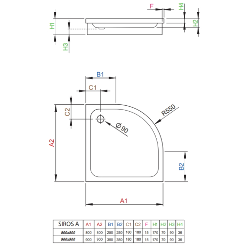 Душевой поддон RADAWAY Siros A, 80x80, SBA8817-1